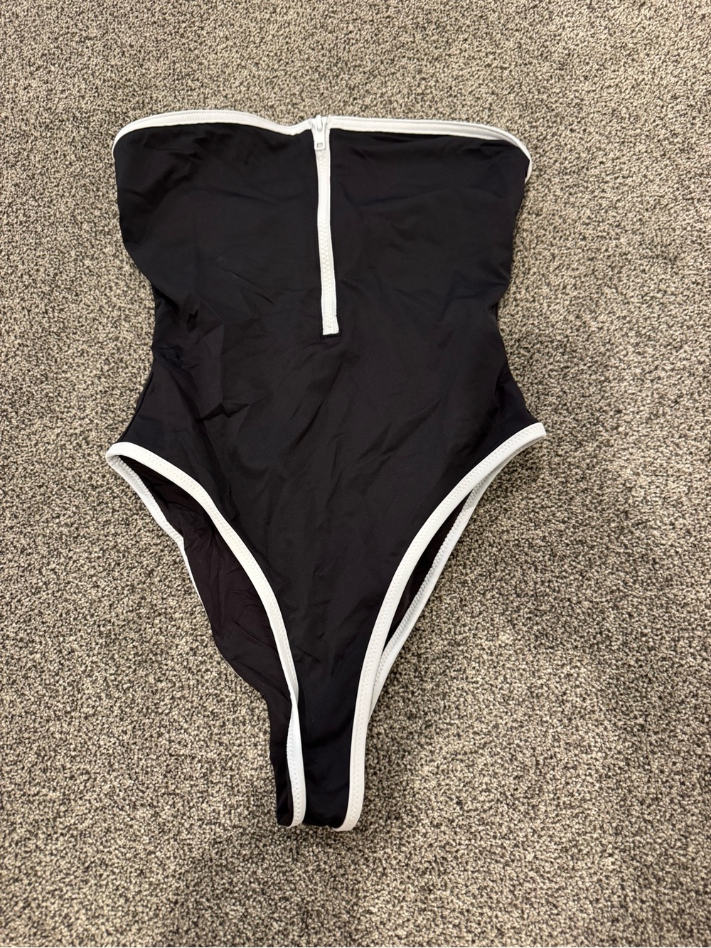 SKIMS Black One-Piece Swimsuit with White Trim